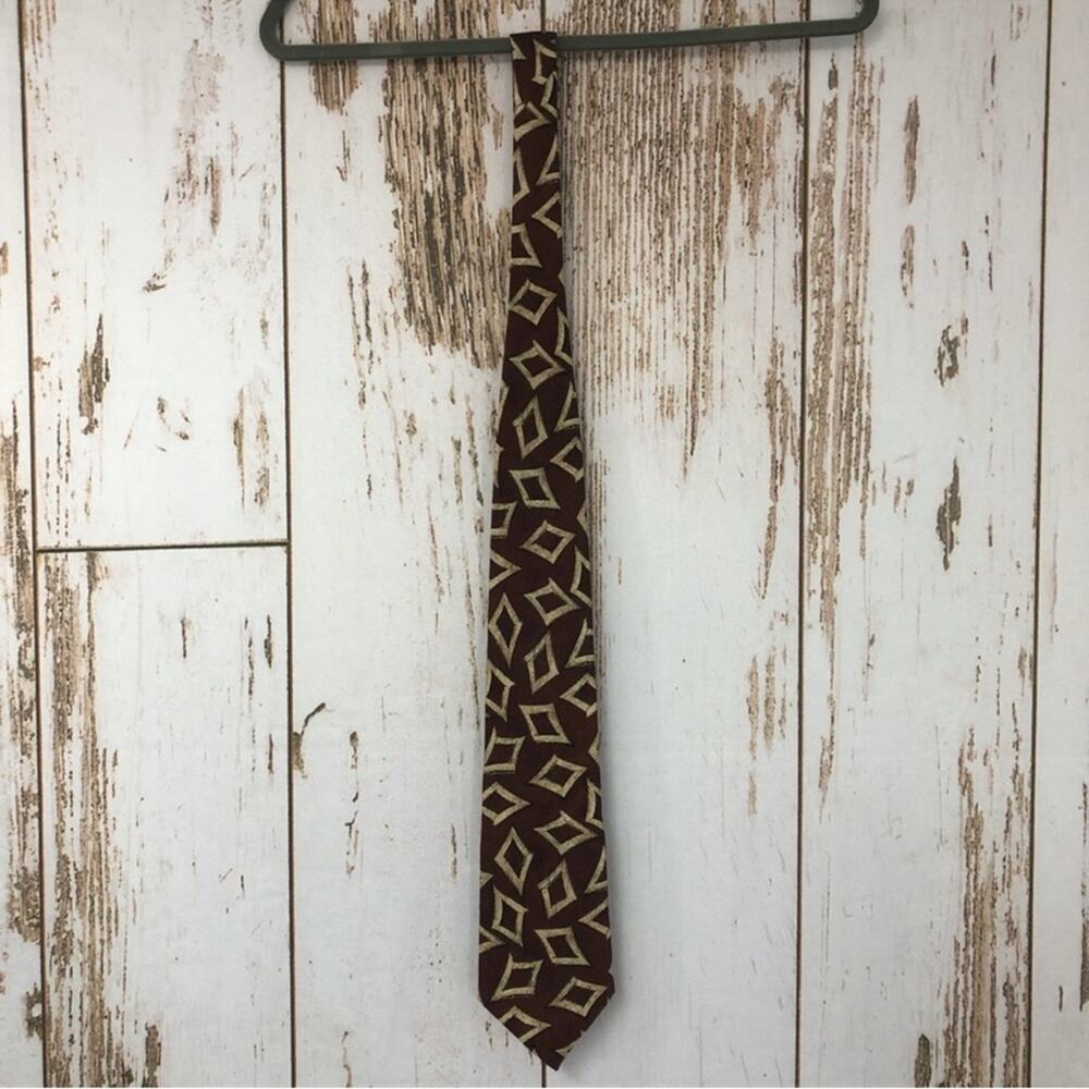 NWT Isaac Zelcer Tie, Brown Patterned Vintage